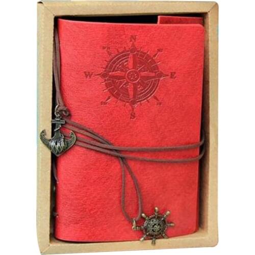 2020 Retro Kraft Paper Notepad Notebook Travel Diary Journal Office School Faux Leather Straps Red Stationery Pirate Gift