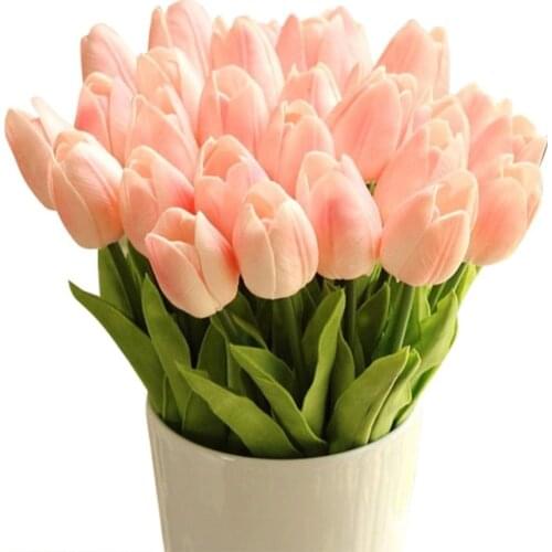 3Pcs Hot Delightful Pretty Real Touch PU Tulips Flower Single Stem Bouquet Centerpiece Room Party Wedding Decor