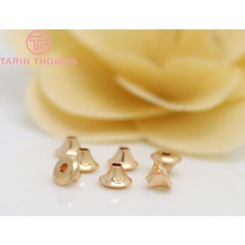 10PCS 6x4MM 24K Champagne Gold Color Plated Brass Spacer Beads Bracelet Beads High Quality Diy Jewelry Accessories