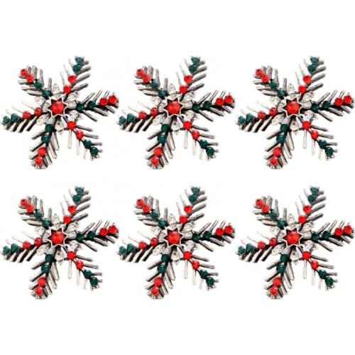 6pcs Christmas Napkin Holder Alloy High-quality Cute Durable Snowflake Napkin Ring for Bar Restaurant Christmas Party Dinner