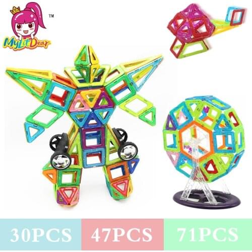 Mylidear 71Pcs Normal Size Magnetic Model Blocks Building Toys Kids Educational 3D DIY Magnetic Designer Bricks Toys For Kids