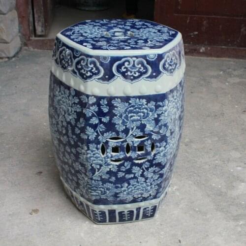 Antique Stool For Dressing Table Stool Chinese Porcelain Garden Stool Ceramic jingdezhen Blue And White Dragon stool for garden