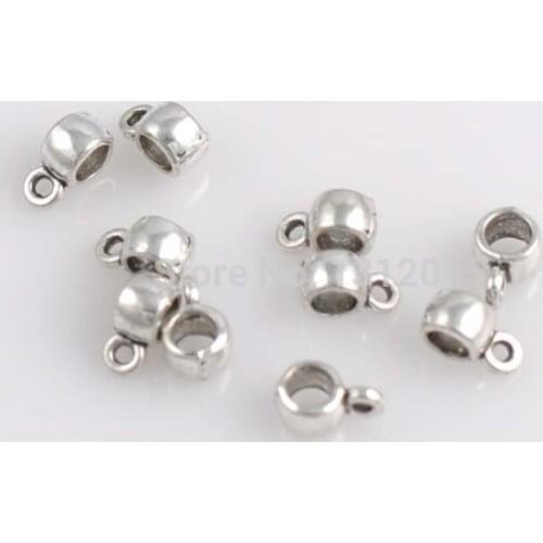 Free shipping 50PCs Antique Silver Bail beads Spacer Beads Fit Charm Bracelet 9x6mm YTC0042