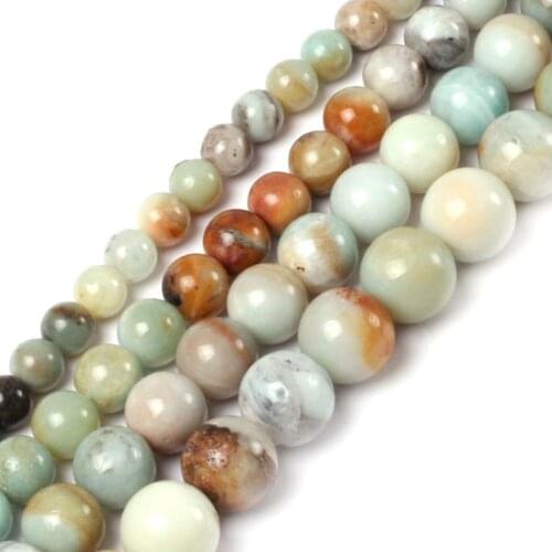 Gem-inside Natural Round Smooth Amazonite Stone Beads For Jewelry Making Beads 4-20mm 15inches DIY Jewellery Christmas Gift