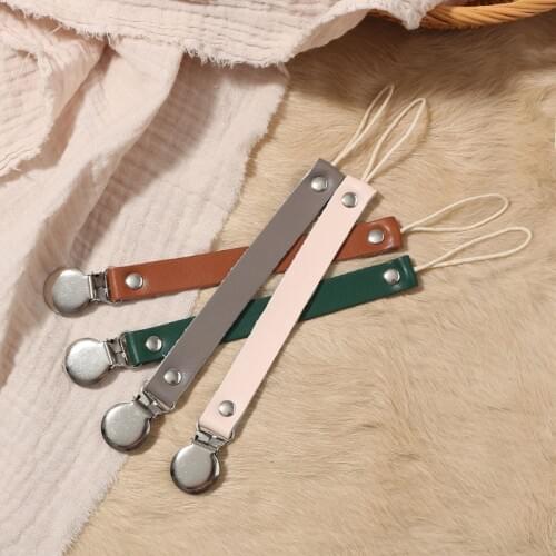 Baby Pacifier Chain Genuine Leather Pacifier Clips Nipple Holder Teething Chain R7RB