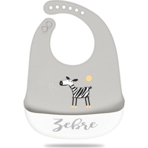 Baby cartoon silicone bib, oil-proof, not afraid of dirt, super soft bib, three-dimensional rice pocket for baby eating