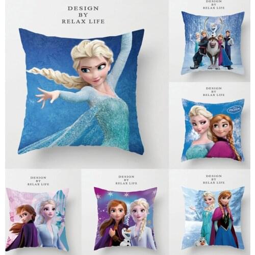 Disney Cartoon Cushion Cover Frozen Elsa Anna Princess PillowCase Decorative/Nap Room Sofa Baby Children Gift for Girl