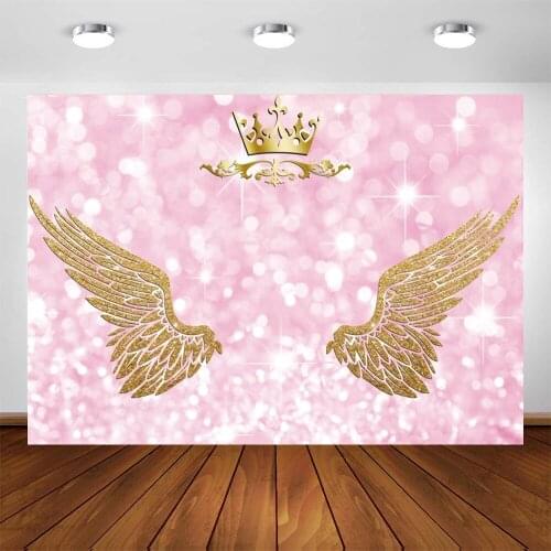 Yeele Golden Double wings Background Crown Pink Glitters Customizable Photo Backdrop Photography For Photo Studio Photophone