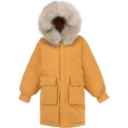 Cotton-padded jacket girl 2019 new Korean peach fur winter long thickened cotton-padded jacket WOC70