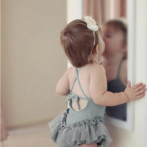 Summer Swimsuit for Little Girls Toddler Baby Girls Bikini Suit Solid Mesh Ball Gown Ruffles Swimsuits Swimwear Bathing Suit