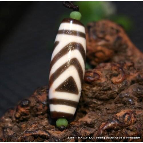 LKbrother Talisman Treasure Energy Tibetan Old Oily Agate Patina 2 Layer Mountain Peak dZi Bead Amulet 5A LK UPD0804A2