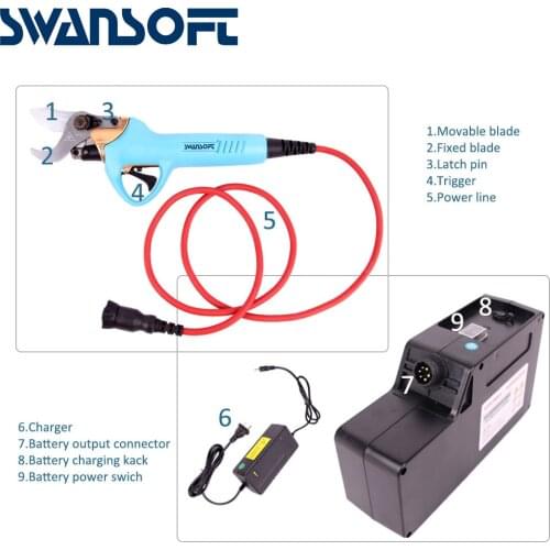 Best 36V Li-ion battery powered cordless electric pruning operated tree prunner cutting scissors pruner shears machine