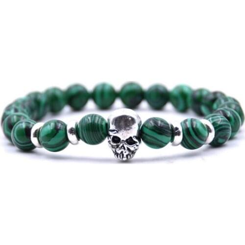 Newest Green Natural stone Beads Buddha Prayer Men Bracelets Charm Onyx Stone Cross Skeleton Tiger Leopard Bracelets for Women
