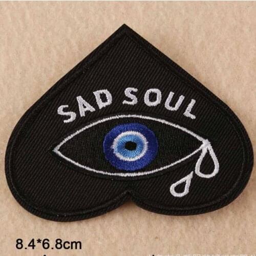 Sad Soul Punk Iron On Patch Clothes Patch For Clothing Girls Boys Embroidered Patch