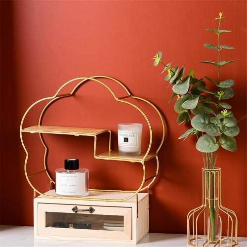 Golden Wall-mounted Shelves Nordic Hanging Cloud Shape Metal Decorative Storage Holders Desktop Multilayer Cosmetic Vanity Rack