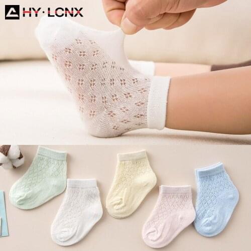 5 Pairs/Lot Fashion Summer Mesh Children Cotton Socks For Boy Girl Socking Baby Infant Kids Ultrathin Breathable Babies Socks