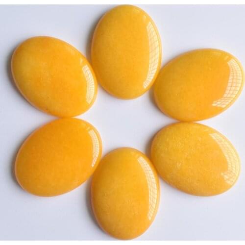 Wholesale 6pcs/lot high quality natural yellow onyx Oval CABOCHON 30x40mm charm beads for Diy jewelry making free shipping