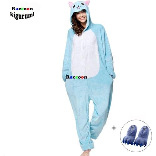 Cute Men Onesie Kigurumi Hubby Cat For Adults Blue Onesie Women Girl Sleepwear Cartoon Anime Pajama Winter Outfit Romper Suits