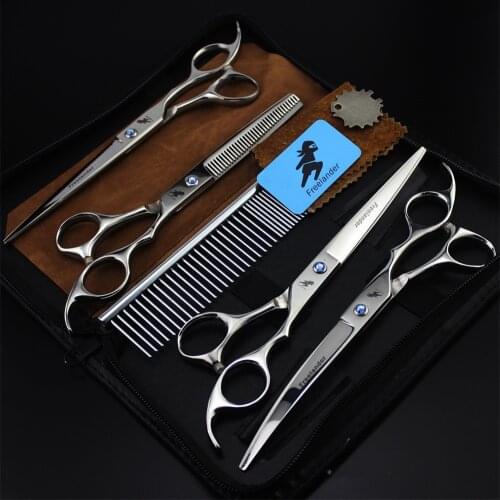 Professional 7 Inch Pet Dog Grooming Scissors Pet Clipper for Animals Hair Cutting Straight Thinning Shears Set