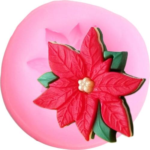 Poinsettia Silicone Mold Wedding Cupcake Topper Flower Fondant Cake Decorating Tools Chocolate Gumpaste Mould Candy Clay Molds