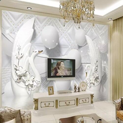 Luxury European Swan Soft Ball Mural Wallpaper For Wslls 3D Living Room TV Sofa Background Decor Wall Cloth Papel De Parede 3 D