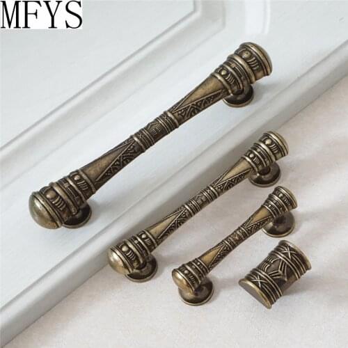 Dresser Knob Pull Drawer Pulls Handles Knobs Antique Bronze Vintage Style Decorative Furniture Cabinet Door Handle 64 96 128mm