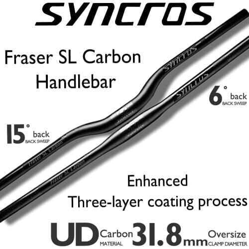 SYNCROS Fraser SL Carbon Handlebar Mountain Bicycle MTB Bike handlebar Flat/Rise Clamp 31.8mm660-740mm back sweep 6/15 bike part