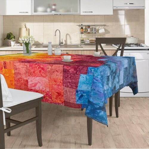 Table cloth living room kitchen colorful shape square patterned micro fabric cover with runner pattern Free Shipping