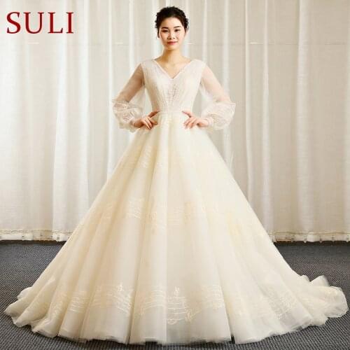 SL-9009 beads belt wedding dress elegant lace appliques real price long sleeve v neck bridal wedding gowns dress woman