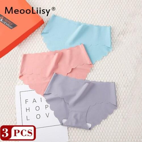 MeooLiisy Seamless Panties Women Set 3 PCS Mid-Rise Lingerie Panty Hot Sales Intimates M-2XL Ice Silk Briefs Underpants