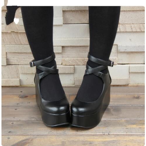 Princess sweet punk shoes LOLTIA shoes with thick bottom slope belt with COS animation platform sweet shoes women pu8190