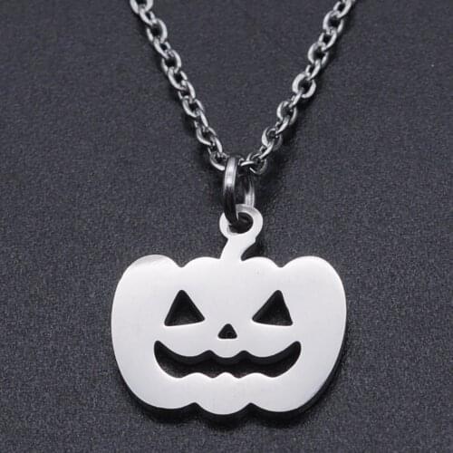 Pumpkin lantern Stainless Steel Charm Necklace for Women Dropshipping Dainty Steel Necklaces Fashion Jewelry Necklaces