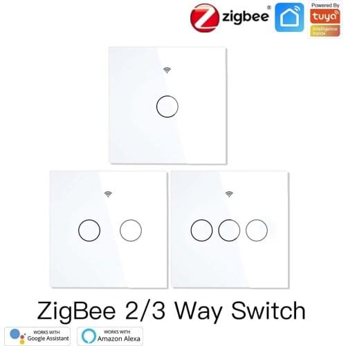 ZigBee Wall Touch Smart Light Switch With Neutral/No Neutral No Capacitor Smart Life/Tuya Works With Alexa Google Hub Required