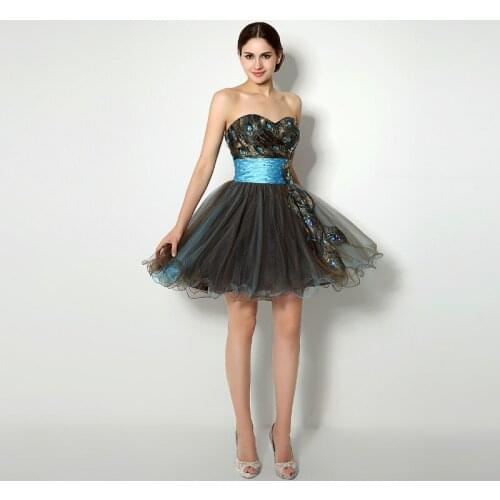 Junoesque Strapless Evening Dress Embroidery phoenix A-Line Rhinestone Ruche Waistband Tiered net backless Dress