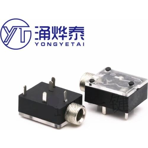 YYT 10Pcs 5 Pin 3.5mm Stereo Audio Jack Socket PCB Panel Mount for Headphone With Nut PJ-324M Dual-channel Audio Socket