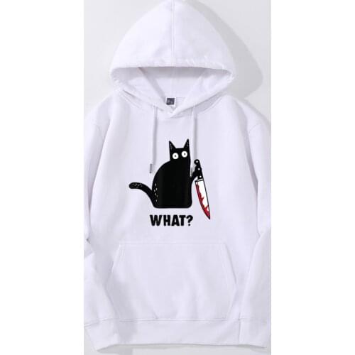 Balck cats cute cat funny kawaii cats What Fashion Cool Men Hip Hop Hoodies Casual Sweatshirts Streetwear Loose Fitness Hoodie