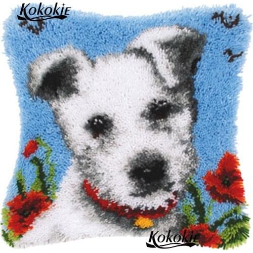 Latch hook dog diy rug mat 3d Cushion Cross Stitch Crocheting Rug Embroidery pillowcase 3d pillow Mat embroider needlework kits