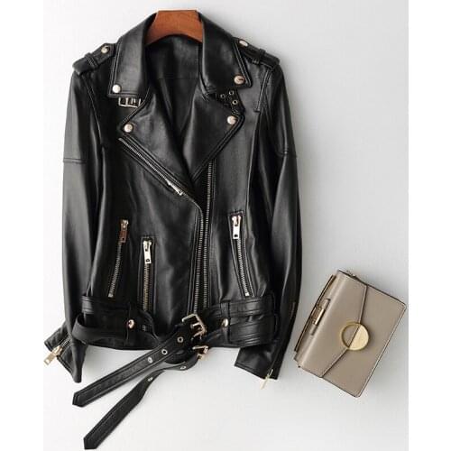 2021 Fashion Women Leather Jacket Motorcycle Jackets Streetwear Real Sheepskin Coat Korean Short Women Clothing Coats WPY3662