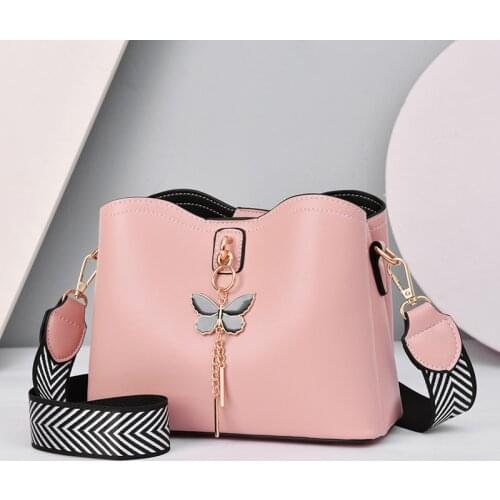 Fashon Womens Bucket Shoulder Bag PU Leather Weave Strap Belt women Bag Luxury Messenger Bag