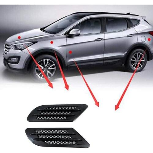 2 PCS /Pair ABS Car Side Airflow Grille Universal Side Net Ventilation Fender Decorative Stickers Silver Black
