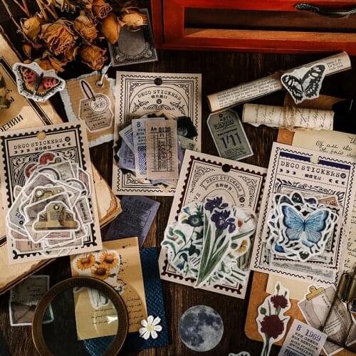 40 pcs Vintage Time messenger series Decorative Washi Stickers Scrapbooking diy Label Diary Stationery Album Journal Moon Stick