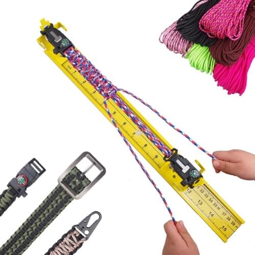 550 Paracord Jig Bracelet Maker Paracord Tool Kit Adjustable Aluminum Weaving DIY Craft Jig 2" to 47"