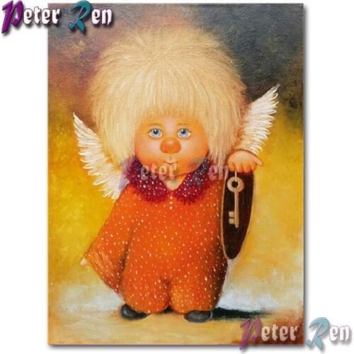 5d Cute angel giving keys Diamond Painting Embroider DIY Square or round Mosaic Cross stitch Rhinestone home decoration image