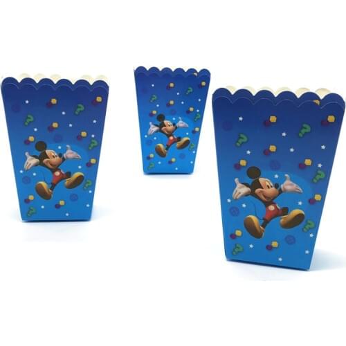 6pcs/lot Disney Mickey Mouse Popcorn Boxes Wedding Decoration Party Supplies Party Candy Boxes Kids Favors Disposable Package