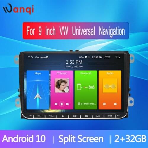 Android10 Knob RDS Split Screen Car Radio GPS Multimedia For VW Skoda Octavia Golf 5 6 Touran Passat B6 POLO Tiguan Jetta Yeti