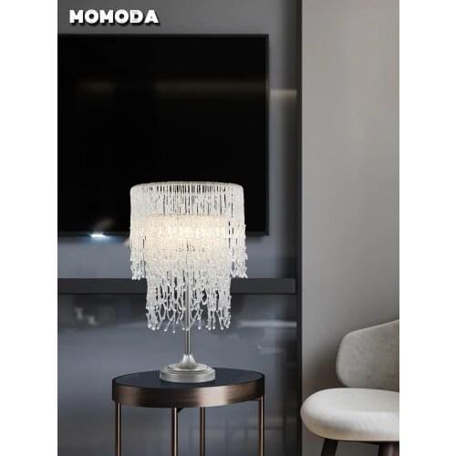 【White Waterfall】Warm Romantic Bedside Lamps Modern Clear Crystal Table Lightings for Room Elegant LED Bedroom Light Fixtures