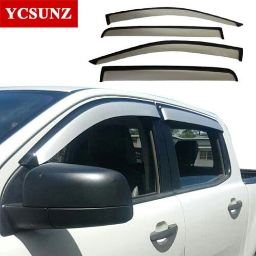 Side Window Deflectors Silver Color Car Wind Deflector Sun Guard For Ford Ranger T6 2012-2019 T6 T7 T8 Wildtrak Double Cabin