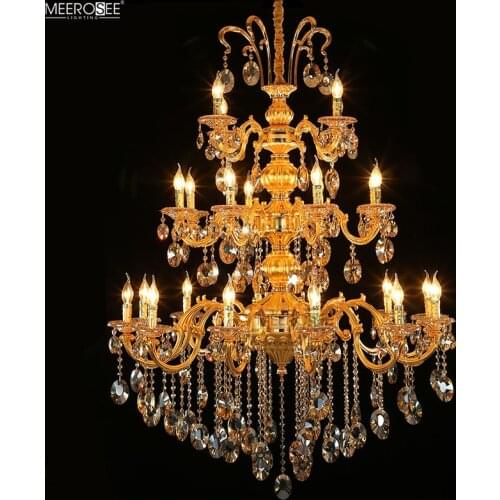 Large Crystal Chandeliers Royal Gold Luxury Pendant Lamp Villa Living Room Living Room Decoration LED Indoor Home Lighting