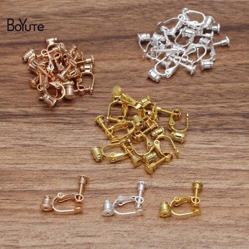 BoYuTe (50 Pieces/Lot) 17*17MM U Shape Metal Brass No Pierced Ear Clip Welding Earring Back Diy Handmade Earrings Accessories