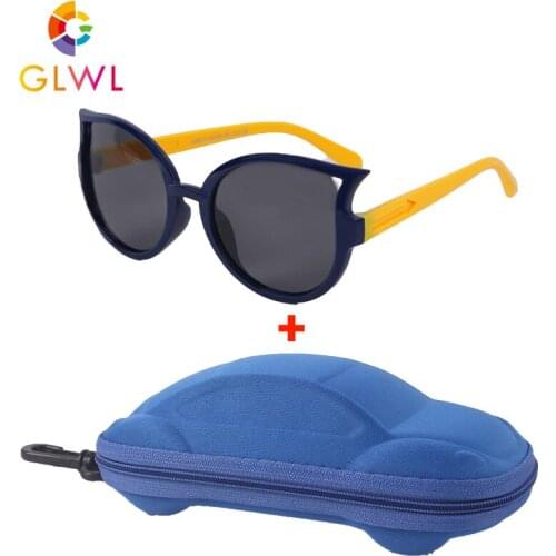 Kids Sunglasses With Case Girls Cat Eye Glasses Polarized Children Bendable Eyeglasses Boys Sports Oversized Eyewear For Baby